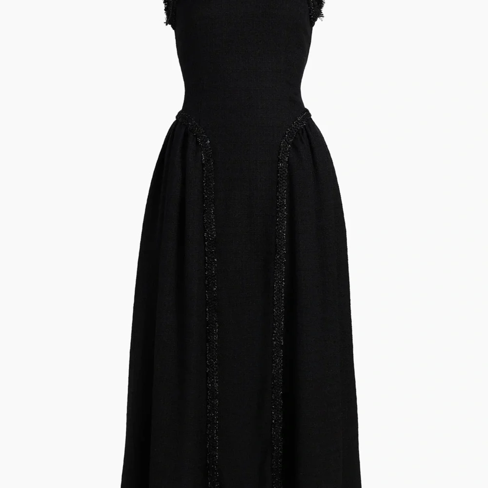 Self Portrait Black Bouclé Sleeveless Midi Dress US2 | Elegant NWOT - Picture 2 of 7
